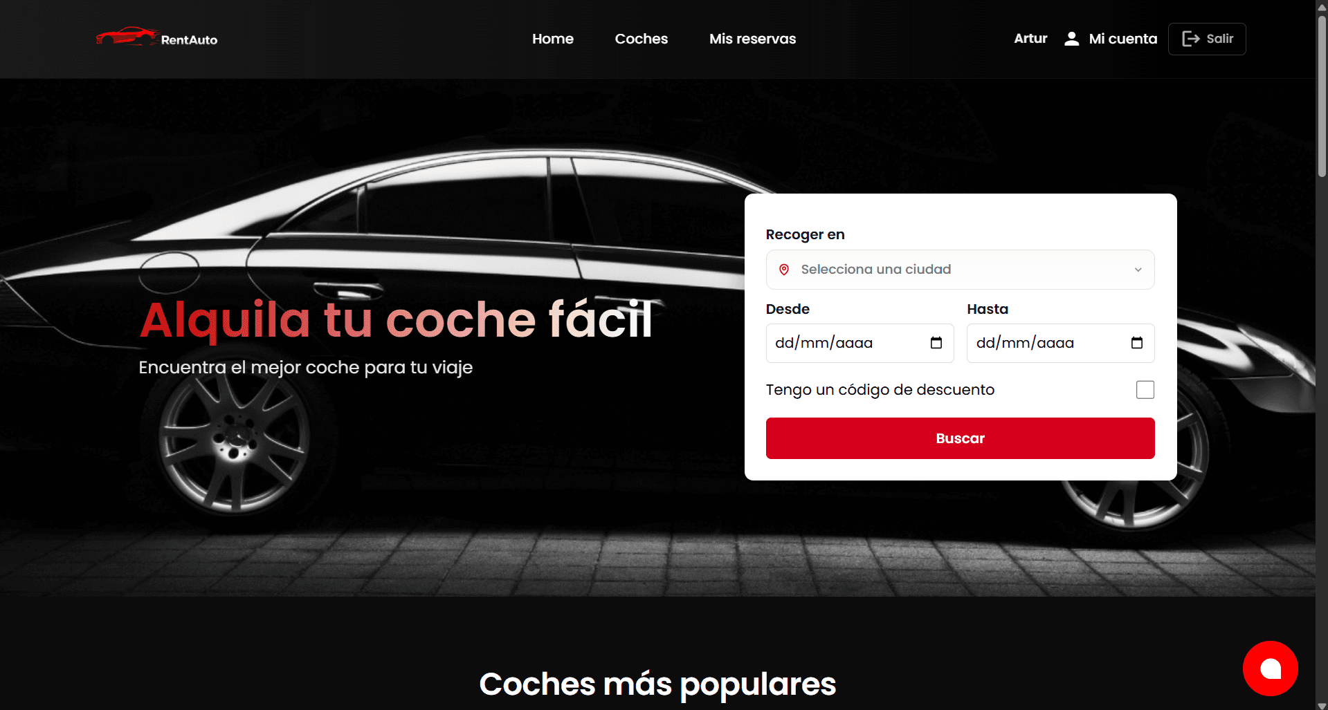 RentAuto home page